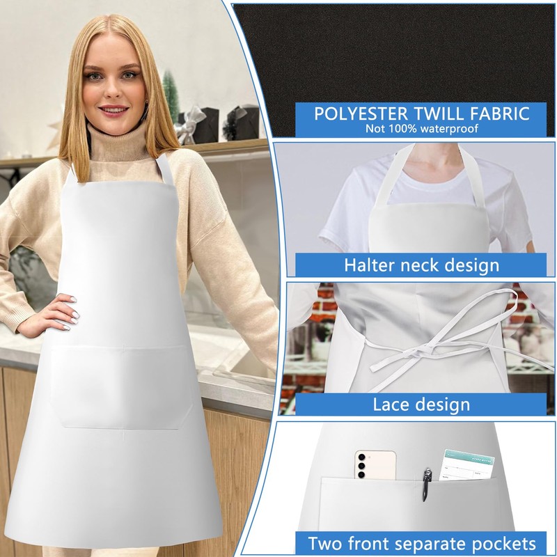 Bgtecho18 Pack Bib Apron,Aprons Bulk with 2 Pockets,Apron Bulk for