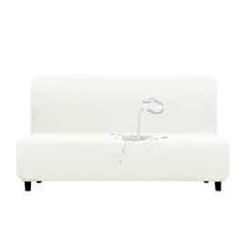 PureFit 100% Dual Waterproof Futon Cover, Waterproof Couch Cover for Futon - Stretch Non Slip Fleece Sofa Covers Washable, Leakproof Furniture Protector for Kids, Pets, Dog (Futon, Beige)