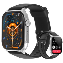 AOC E07 Smartwatch 1.96 Amoled HD Touchscreen, Bluetooth Call, AI Voice Assistant‌, Heart Rate & Sleep Tracking Monitor‌, Fitness Watch, IP67 Waterproof 100+ Sports Modes for Men & Women Argent