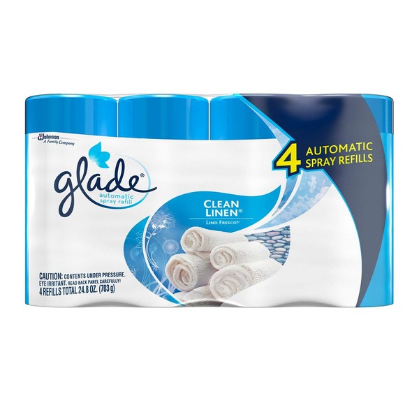 Glade Automatic Spray Air Freshener Refills, Clean Linen, 4 -