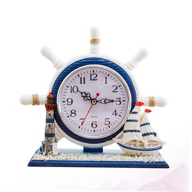 Zerodeko 1Pc Nautical Style Household Clock Creative Sailboat Desk Displayer for Living Decor Friends and Family Unique Art Atmosphere for Home Arrangement