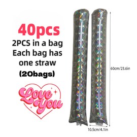 40pcs Round headTeam Spirit Boom Sticks Thunder Sticks Cheering Sticks Team Spirit Plastic Cheerleading Spirit Stick Clapper Inflatable Noise Maker Sports Supply (Glitter color)