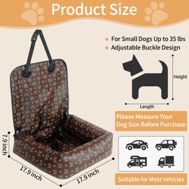 Car Seats for Small/Medium Dogs, Memory Foam Dog Booster up to 35 lbs, Travel Pet Car Seat Washable Dog Bed