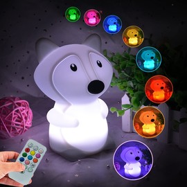 Glinrui Fox Night Lights Bedside lamp Bedroom Light for Kids Nursery lamp - Break Resistant, Eye Caring, Adjustable Brightness & Color and Time Setting, Holiday Gifts - Medium