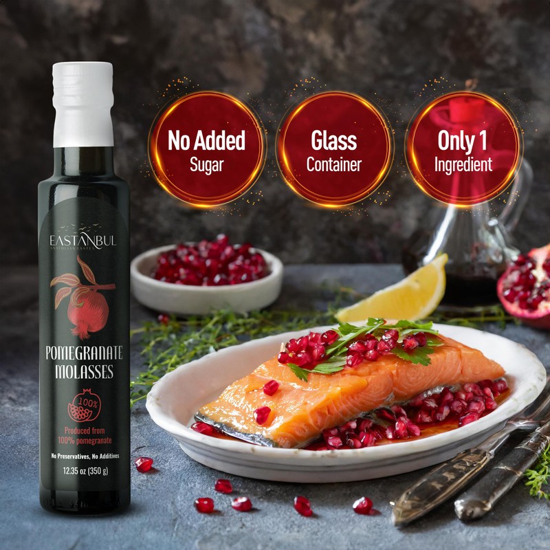 Eastanbul Pomegranate Molasses, 12.35oz, No Added Sugar, Mediterranean Pomegranate Syrup,