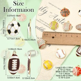 COGCHARGER 20Pcs 10Styles Mixed Ball Charms for Jewelry Making Bulk Cute Charms Alloy Enamel Rhinestone Sports Pendants for Bracelet Necklace Earring DIY Supplies