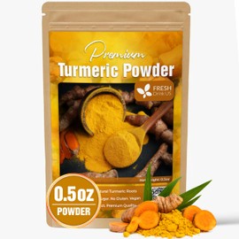 FreshDrinkUS, Premium 0.5oz Turmeric Powder, 100% Natural & Pure Turmeric Powder, Ground Turmeric Powder, Turmeric Seasoning Root Powder, No Additives, No Gluten, Vegan.