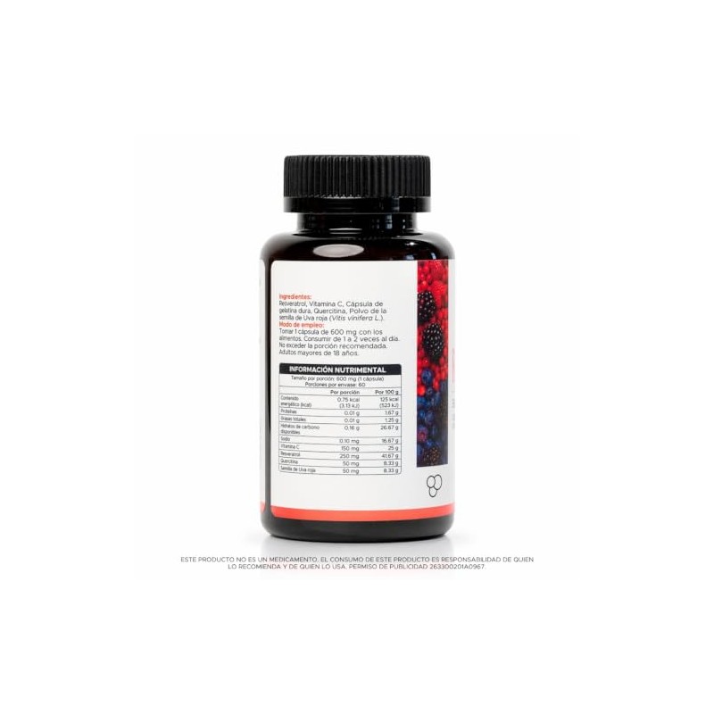 PACALLI Resveratrol con Quercetina - 60 Cápsulas