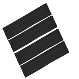 4 Pcs Sports Headbands for Women, Non Slip Elastic Hair Bands, Soft Fabric Hair Wraps for Workout, Yoga, Running, and Daily Sports (Black)