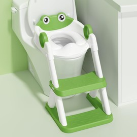 Rabb 1st Frog Potty Training Seat, Upgrade Toddler Toilet Seat for Kids Boys Girls, 2 in 1 Potty Training Toilet for Kids, Splash Guard Anti-Slip Pad Step Stool