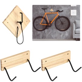 CroBlissful Wooden Bike Wall Mount Rack Horizontal Indoor Bicycle Rack Wall Bike Storage Suitable for Most Bicycle Home Garage Apartment