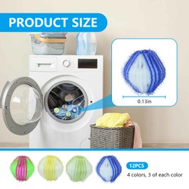 Ferizzia 12 Stücke Tierhaarentferner Waschmaschine, Fusselbälle für die Waschmaschine, Wiederverwendbar Fusselbälle, Katzenhaarentferner, Wäscheball Entfernt Haare, für Alle Waschmaschinentypen