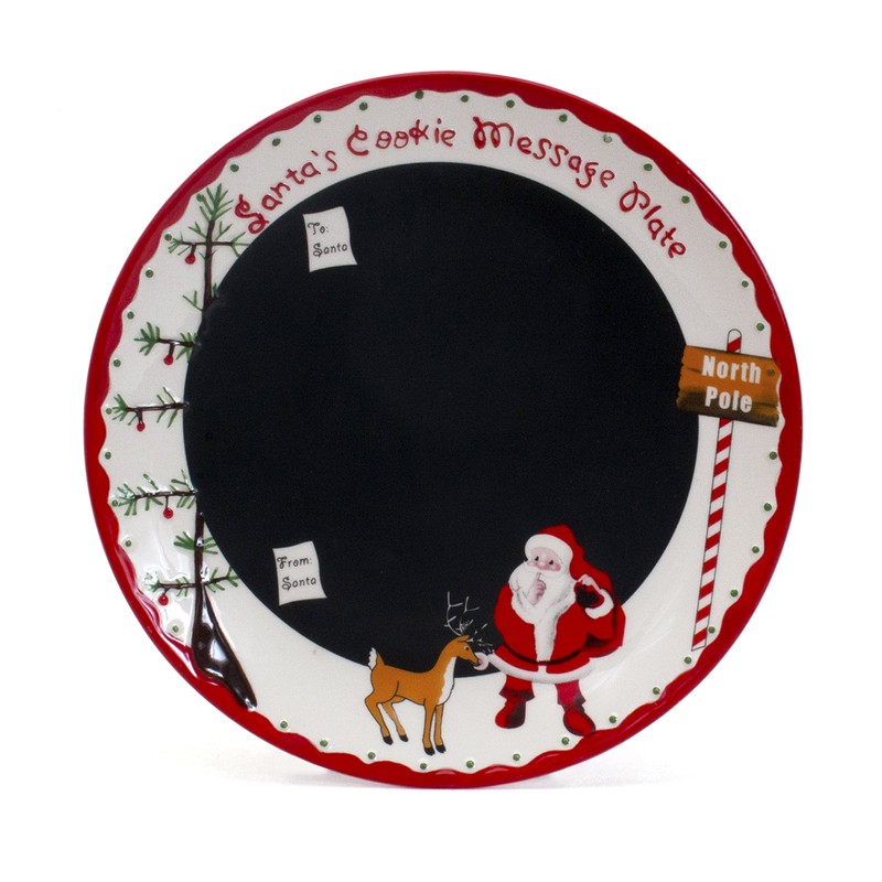Child to Cherish Santa's Message Plate Set, Santa Cookie Plate,