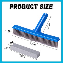 Adnee 6 Pcs Pool Pumice Stone and 10" Stainless Steel Pool Brush-Pumice Stone Set with Pool Brush for Pool Cleaning-Pumice Stone and Pool Brush Kit to Remove Rust Spots Calcium Deposits