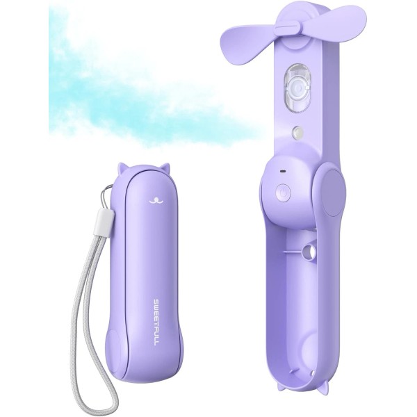 Portable Misting Fan, Handheld Personal Mister, Rechargeable Mini Spray Water