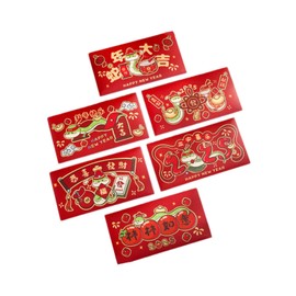perfeclan Hong Bao 6 Stück rote Umschläge für das chinesische Neujahr, einfach zu verwenden, schöne Frühlingsfest-Zubehör, rote Päckchen für Familiengeburtstage