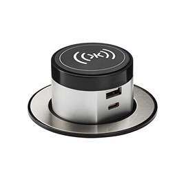 Knightsbridge SK0015 Wireless Desktop Charger with Pop-Up Dual USB A+C FASTCHARGER, Black
