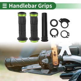 X AUTOHAUX 7/8" 22mm 15/16" 24mm Motorcycle Hand Grips Cover Kit Aluminum Alloy Rubber Handlebar Grip Green 1 Set Line Pattern