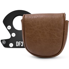 Golf Mallet Putter Cover Headcover, Magnetic Closure Premium Leather Birdie Golf Head Covers Fits Golf DF3 Putter - USA Mallet Putter Headcover (Brown)