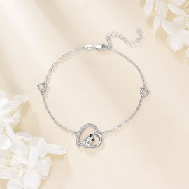 JERWLI Pug Bracelet Sterling Silver S925 Black Pug Bracelet Jewellery for Women Pug Gifts for Lovers