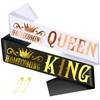 2 Pcs Homecoming King and Queen Sashes With Gold Foil