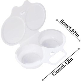 White Egg Poacher, 2 Cavity Nonstick Poached Egg Maker With Lid, Double Drain Poached Egg Cups, Egg Poacher Microwave Egg Cooker, Kitchen Cooking Gadgets（13 * 5cm）
