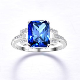 Yaresul 2.5ct Women's Created Sapphire Rings for Women September Birthstone Ring 925 Sterling Silver Engagement Ring Anniversary Ring Mother's Ring Size 7