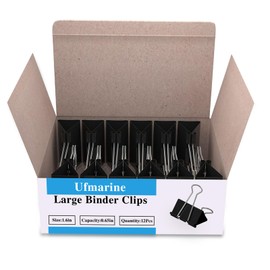 Ufmarine 72 Pcs Large Binder Clips, 1.6 Inch Length for Office, 0.65 inch Capacity, Big Paper Clamps for Office