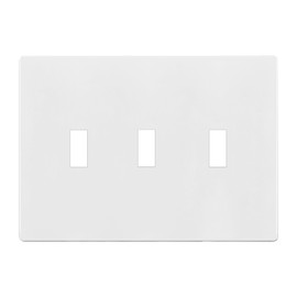 TG Screwless Triple Toggle Switch Wall Plate, Child Safe Light Switch Cover, Standard Size 3-Gang 4.68" x 6.53", Unbreakable Polycarbonate Thermoplastic, UL Listed, SP-T3-W, Glossy, White