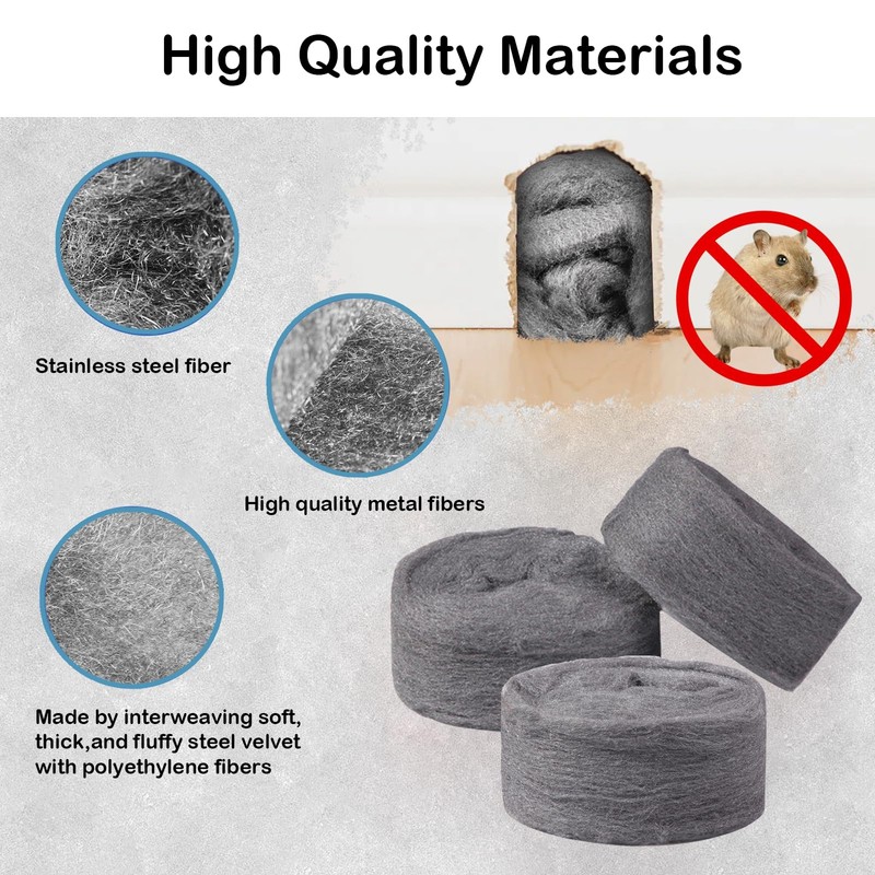 Steel Wool - Steel Wool for Mice Control, Grade #0000,3