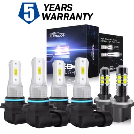 AUIMSOCO For Corvette C5 1997-2004 Combo 6000K LED Headlight Hi/Low Beam Fog Light Bulbs