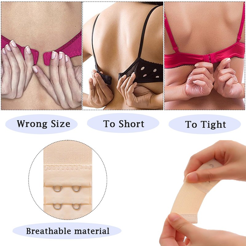 3 Pieces Bra Extenders, 3 Hooks×3 Rows Bra Strap Extension,