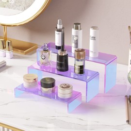 HAOWUJIN Iridescent Acrylic Risers for Display, 6 Pc Rainbow Display Riser for Buffet Table Desserts Cupcake Puppets Accessories Jewellery, Perfumes Collectibles