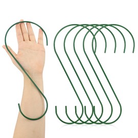 LTISHABILTD 5 Pack 30cm Large Heavy Duty S Hooks Non Slip Vinyl Coated for Hanging, Steel Metal Black Rubber Coated Closet,Bird Feeder Tree Planter Hanger, Bird Hooks S Metal Rustproof(Green)