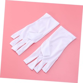 FOMIYES UV Manicure Gloves Short White Nail Art Hand Protector for UV Gel Light Shielding Elastic Comfortable Gloves for Gel Nail Treatments