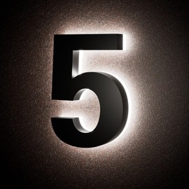 LLtronation 5 Inch Backlit House Numbers for Outside, Stainless Steel, LED Illuminated Home Address Number, Modern Lighted Address Signs for Houses, Restaurant, Waterproof