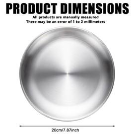 VEGOATY Set of 6 Round Pizza Trays, Stainless Steel Colour, 20 cm Stainless Steel Pizza Baking Tray, Pizza Baking Set Made of Coated Carbon Steel, Pizza Baking Tray, Healthy and Non-Toxic, Easy to