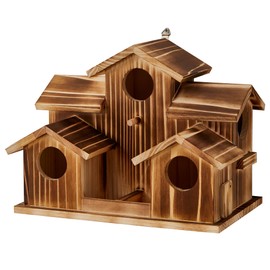 Puyikes Large Bird Houses for Outside with Bird Feeder,Outdoor 5 Hole Bird House Room for 5 Bird Families,Large Bird House for Bluebird Finch Cardinals Hanging Bird House for Garden