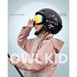 OutdoorMaster Owl Snow Ski Goggles for Kids OTG 100% UV Protection Anti Fog Snowboard Goggles over Glasses(Black Frame+VLT 15% Revo Colorful)