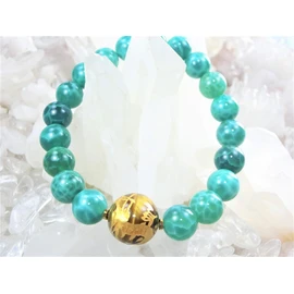 Kanoishi ∞ Ryujin [For Luck Rising Fortune, Fulfillment of Your Desire!] Gold Dragon Power Stone Bracelet, Men's, Women's, 0.6 inches (14 mm), Natural Stone, Dragon Agate, 0.4 inches (10 mm) (For