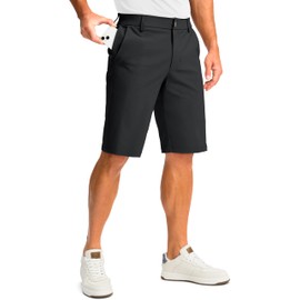 Men's Golf Shorts with 5 Pockets 11" Inseam Stretch Quick Dry Casual Work Dress Shorts for Men(Black,32)
