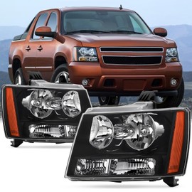 Headlights & Taillights Combo Kit Compatible With 2007 2008 2009 2010 2011 2012 2013 2014 Chevy Tahoe, For 07-14 Suburban 1500 2500 Red OE Style Rear Brake Lamp Black W/Amber Head lamp Set Replacement