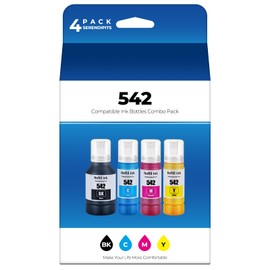 542 Ink Refill Bottles ET-5850 ET-5150 ET-5170 ET-16650 Replacement for Epson 542 Ink Refill Bottles (4 Pack) for Ecotank Pro ET-5800 ET-16600 ET-5180 ET-5880 ET5150 Printer Black Cyan Magenta Yellow