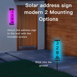 Aofuery Solar Address Numbers for House,House Numbers for Outside Modern,Waterproof LED House Numbers, Led Illuminated Solar Address Signs with Remote Control for Streets, Family Yards and Homes