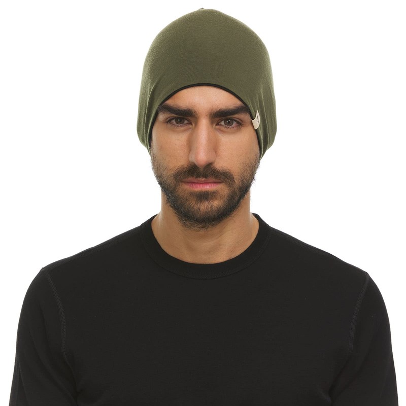 Minus33 Gorro reversible de lana merina, micropeso, color azul pizarrón/gris