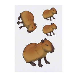 4 x 'Sleepy Capybara' Temporary Tattoos - Water Resistant, Skin-Safe, Non-Toxic Transfers, Mixed Sizes (TO00072208)