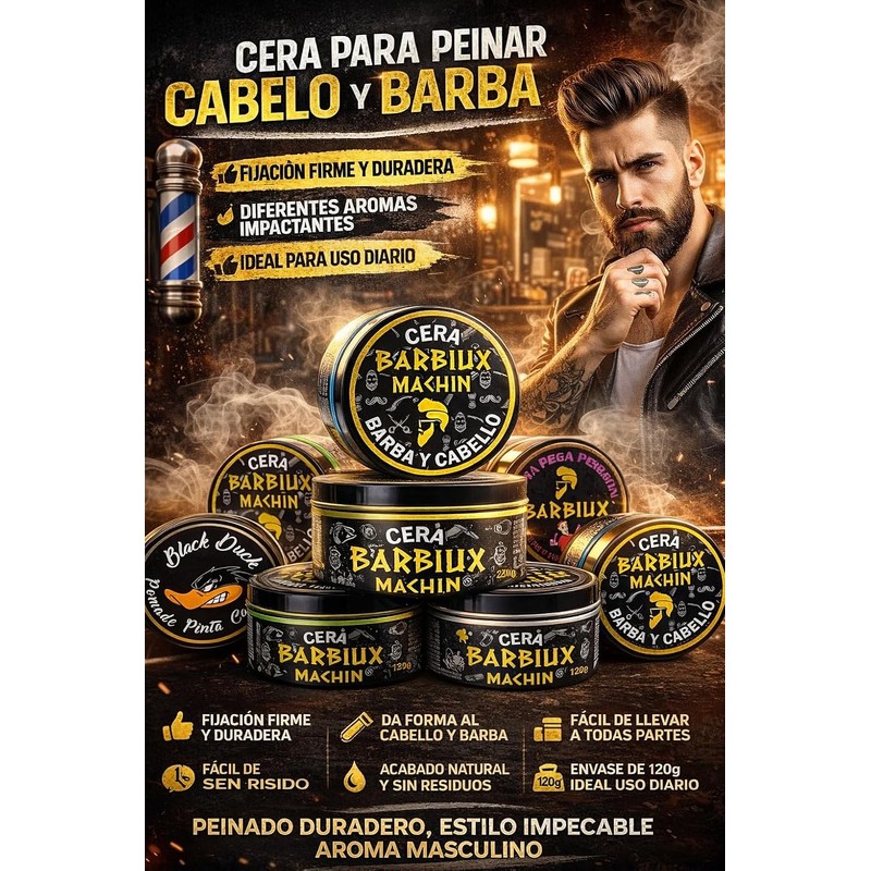 Cera Para Cabello Hombre Bergamota + Crecimiento Barba Barbiux