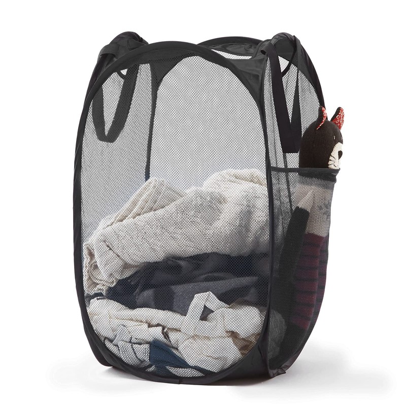 Collapsible Mesh Pop Up Laundry Hamper with Sturdy Handles and