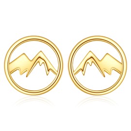 Mountain Earrings 14K Solid Gold Mountain Stud Earrings Mountain Jewelry Gifts for Women