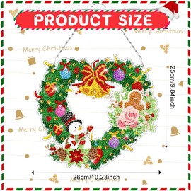 Diamond Painting Door Christmas Wreath, Crystal Diamond Art Christmas Wreath Garland 5D Diamond Christmas Drill Crystal Painting Wreath for Christmas Home Window Wall Decorations (Style-A)